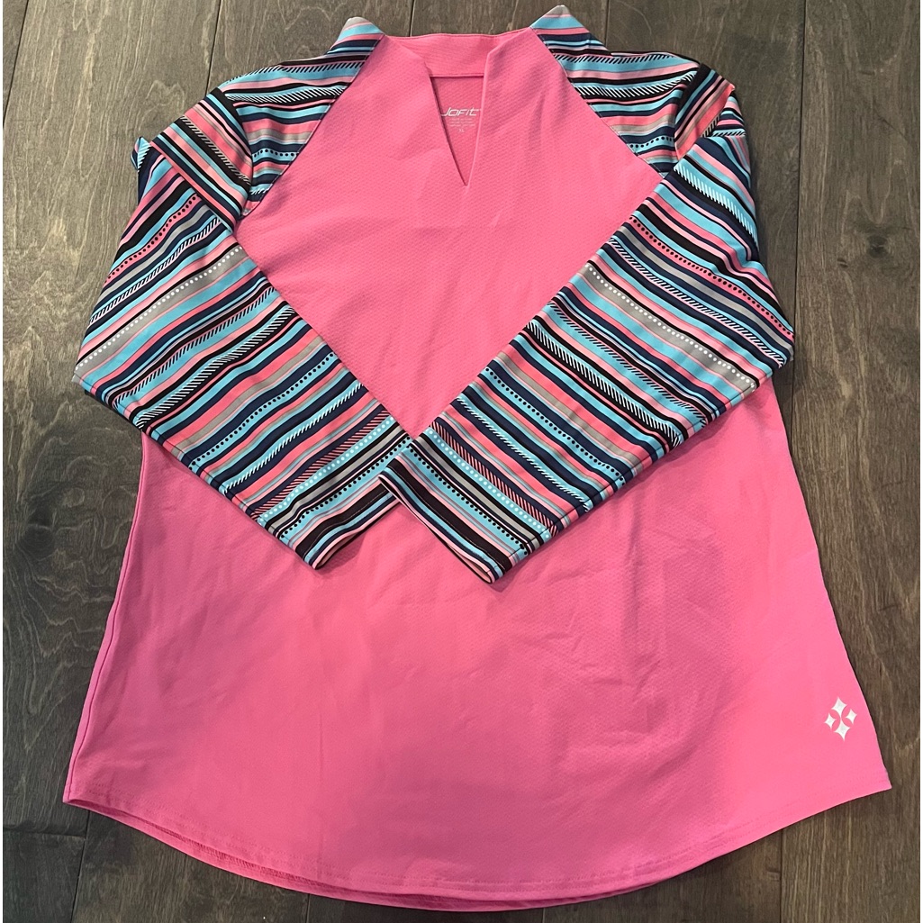 Jofit Pink/Multi Color 3/4 Sleeve Top Size Xl